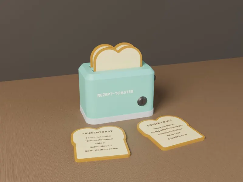 Retro-Toaster mit Rezept-Toastscheiben